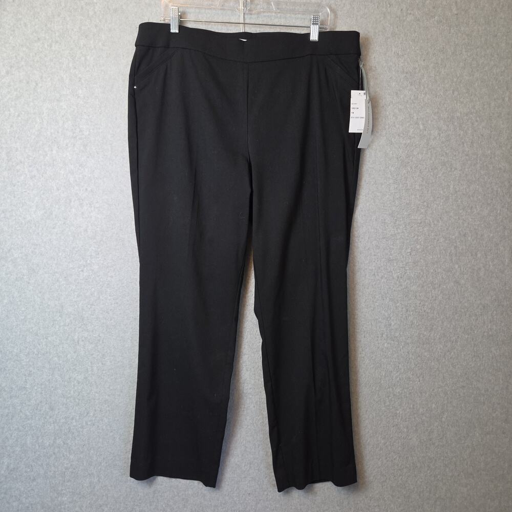 NWT Liz Claiborne Black Mid Rise Emma Pull On Ankle Career Dressy Pants Size 14